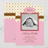 Foto Baby Girl Birth Announement Aankondiging (Voorkant / Achterkant)