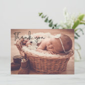 Foto Baby Girl Modern bedankt Aankondiging (Staand voorkant)
