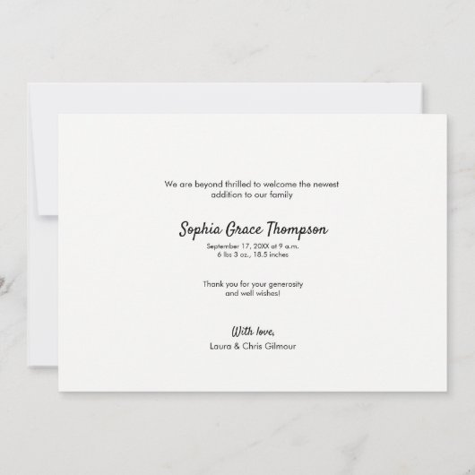 Foto Baby Girl Modern bedankt Aankondiging (Achterkant)