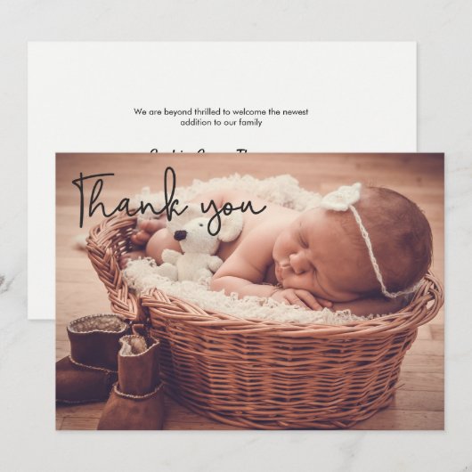 Foto Baby Girl Modern bedankt Aankondiging (Voorkant / Achterkant)