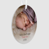 Foto: Baby Girl Pink Babys eerste kerstdag Ornament (voorkant)