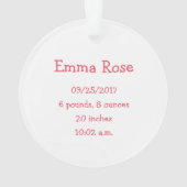 Foto: Baby Girl Pink Babys eerste kerstdag Ornament (achterkant)