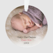 Foto: Baby Girl Pink Babys eerste kerstdag Ornament (voorkant)