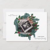 Foto baby ingelijst in kerstkrans feestdagenkaart (Voorkant)