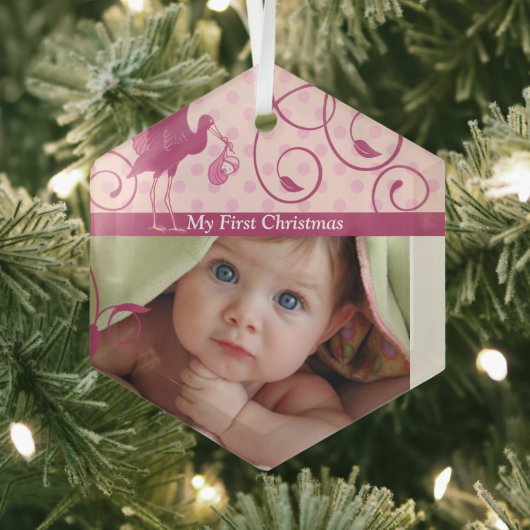 Foto Baby Meisje Tiny T-shirt Ornament 1e Kerstmis (Insitu)