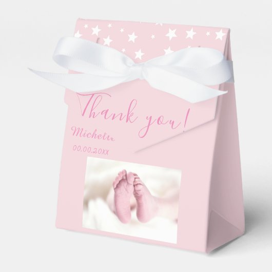 Foto Baby shower Party Roze Bedankdoosjes (Voorkant Zijde)