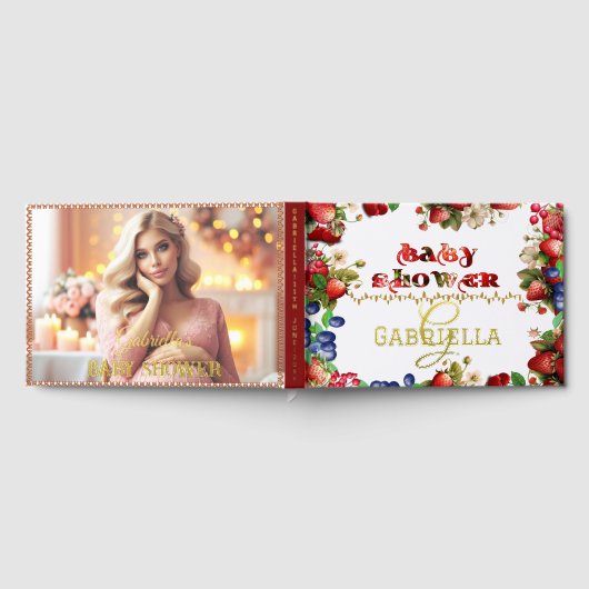 Foto Baby shower Very Berry Sweet Strawberry Schat Gastenboek (Volledig)