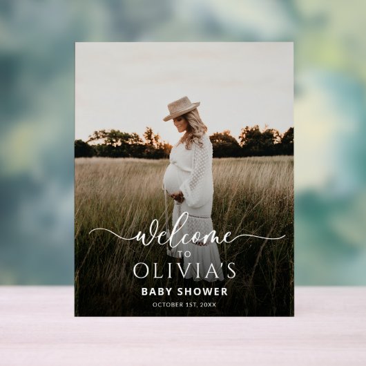 Foto Baby shower Welkomstbord Sjabloon, Modern Acryl Bord (Neutraal)