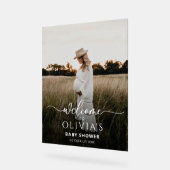 Foto Baby shower Welkomstbord Sjabloon, Modern Acryl Bord (Hoek)