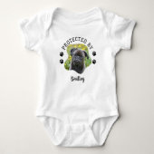 Foto Babykleding beschermd door hond gepersonalise Romper (Voorkant)