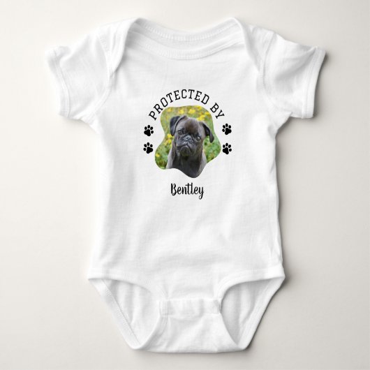 Foto Babykleding beschermd door hond gepersonalise Romper (Voorkant)