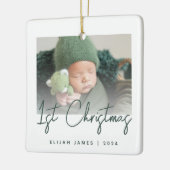 Foto Baby's eerste groene kerstscript Keramisch Ornament (Links)