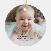 Foto Baby's eerste kerst - Schattige Snowfox Keramisch Ornament (Voorkant)