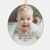 Foto Baby's eerste kerst - Schattige Snowfox Keramisch Ornament (Links)
