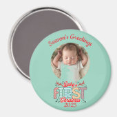 Foto BABY'S Eerste Kerstmis Personaliseer Magneet (Voorkant / Achterkant)