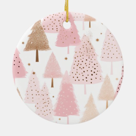 Foto Baby's First Christmas - Roze kerstboom Keramisch Ornament (Achterkant)