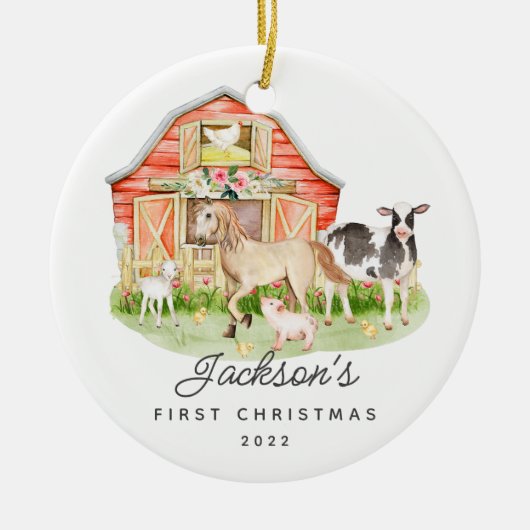 Foto: Baby's First Kerstboerderijdieren Keramisch Ornament (Voorkant)
