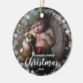Foto Baby's Name First Kerstmis Snowflake Lijst Keramisch Ornament (Links)