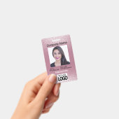 Foto Badge - Roze Roos Glitter (Handheld)