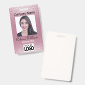Foto Badge - Roze Roos Glitter (Voor- en achterkant)