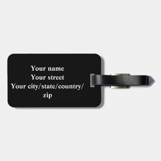 Foto Bagagelabel met lederen riem (Achterkant horizontaal)