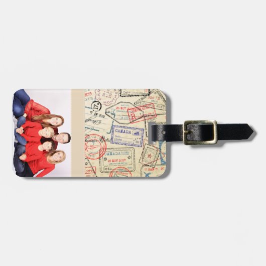 Foto Bagagelabel met reisstempels (Voorkant horizontaal)