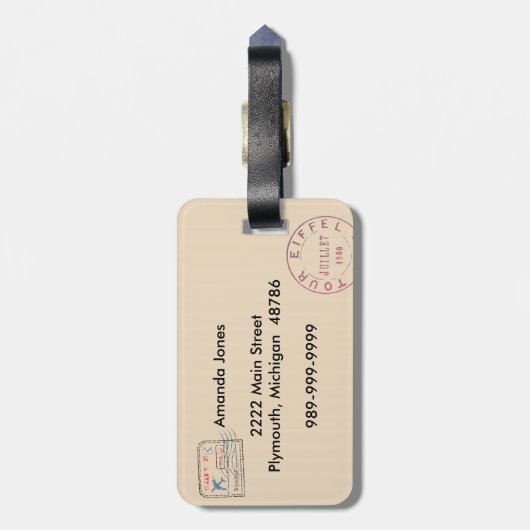 Foto Bagagelabel met reisstempels (Achterkant verticaal)