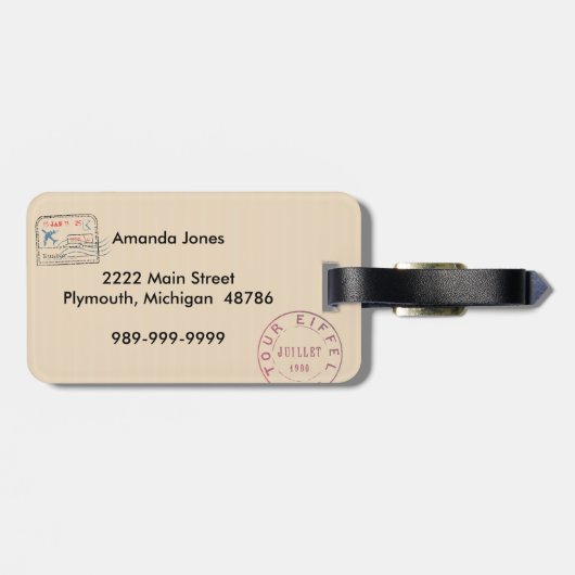 Foto Bagagelabel met reisstempels (Achterkant horizontaal)