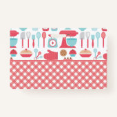 Foto Bakkerij Bakken Utensils Patroon Red Gingham Badge (Achterkant)