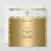 Foto: Baptism Gold Lace Cross Baby Boy Girl Kaart (Achterkant)