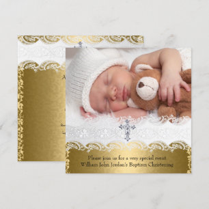 Foto: Baptism Gold Lace Cross Baby Boy Girl Kaart