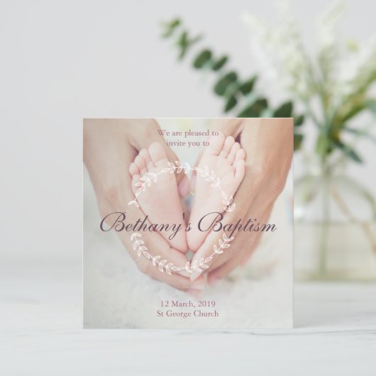 Foto Baptism Invite Kaart (Staand voorkant)