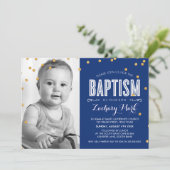 FOTO BAPTISM schattig goud glitter confetti marine Kaart (Staand voorkant)