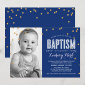 FOTO BAPTISM schattig goud glitter confetti marine Kaart (Voorkant / Achterkant)
