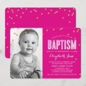 FOTO BAPTISM schattig goud glitter verwart roze Kaart (Voorkant / Achterkant)