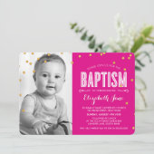 FOTO BAPTISM schattig goud glitter verwart roze Kaart (Staand voorkant)