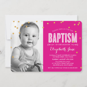 FOTO BAPTISM schattig goud glitter verwart roze Kaart