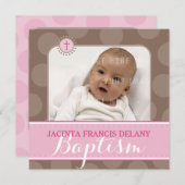 FOTO BAPTISM schattig grote polka stip roze Kaart (Voorkant / Achterkant)