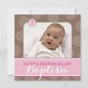 FOTO BAPTISM schattig grote polka stip roze Kaart