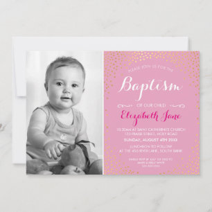 FOTO BAPTISM schattig mini goud confetti roze patr Kaart