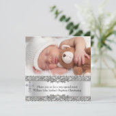 Foto: Baptism Silver Lace Cross Baby Girl Kaart (Staand voorkant)