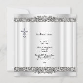 Foto: Baptism Silver Lace Cross Baby Girl Kaart (Achterkant)