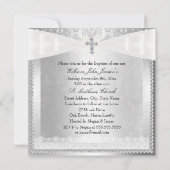 Foto: Baptism White & Silver Cross Invitation Kaart (Achterkant)
