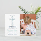 Foto Baptisme, Christening Uitnodiging - Baby Boy (Staand voorkant)