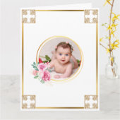 Foto baptisme goudfloranje bouquet chic kaart (Gele Bloem)