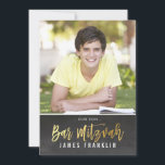 FOTO BAR MITZVAH modern grijs krijtbordgoud Kaart<br><div class="desc">door kat massard >> kat@simplysweetPAPERIE.com <<<< een trendy uitnodigingsontwerp voor de BAR MITZVAH Setup van uw kind als sjabloon is het eenvoudig voor u om uw eigen details toe te voegen of op de aanpassingsknop te drukken en tekst, lettertypen, grootten enz. toe te voegen of te wijzigen TIP: 1. Als...</div>