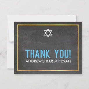 FOTO BAR MITZVAH smart bold dank u grijs aqua Bedankkaart