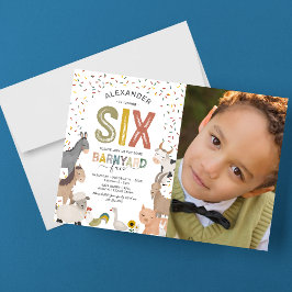Foto Barnyard Boerderij 6th Birthday Invitation Kaart