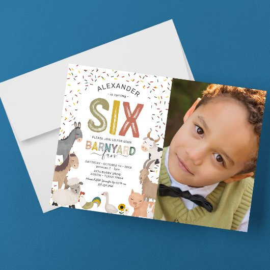 Foto Barnyard Boerderij 6th Birthday Invitation Kaart