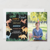 Foto Barwon Black Glitter Dinosaurus Verjaardag Kaart (Voorkant)